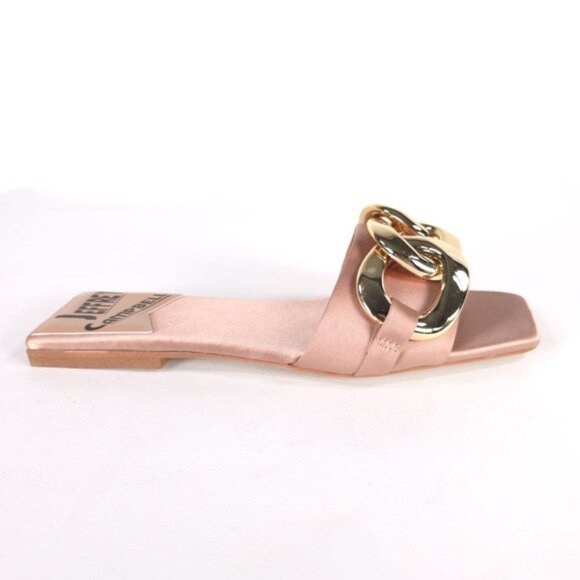 NWB Jeffrey Campbell Women's Danae Chain Flat Sandals Rose Gold Satin Size 5.5M - Picture 14 of 16